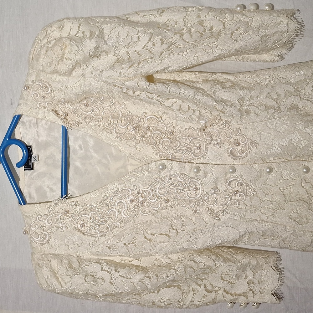 Vintage Cream Embroidered Beaded Whimsygoth Crop Top, Sz 2, NWOT - Picture 4 of 16